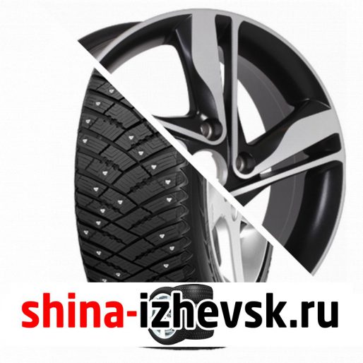 Колесо в сборе Goodyear Ultra Grip Ice Arctic 215/65 R16 T 98 + Tech Line 650 6.5xR16 5×114.3 ET50 DIA67.1 Чёрный матовый с полированной лицевой частью в Ижевске